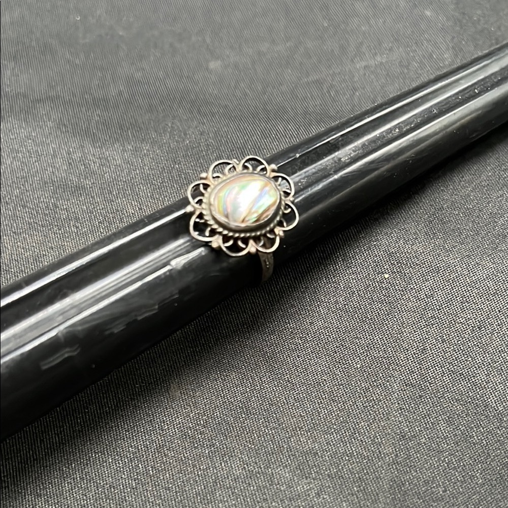 Sterling Silver Abalone Shell Ring - image 2